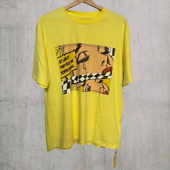 BOBBLEHAUS XL Yellow Graphic Tee Pop Art Print – Sustainable Streetwear - New - Picture 1 of 11